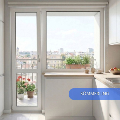 Балконный блок Kommerling 70, окно 1400х1300, балконная дверь 2050х700