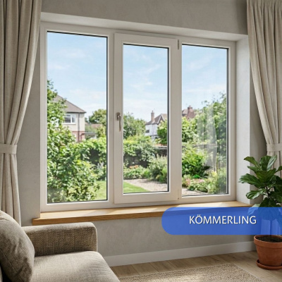 Окна ПВХ Kommerling, трёхстворчатые 1750х1400 мм (Центральная створка)