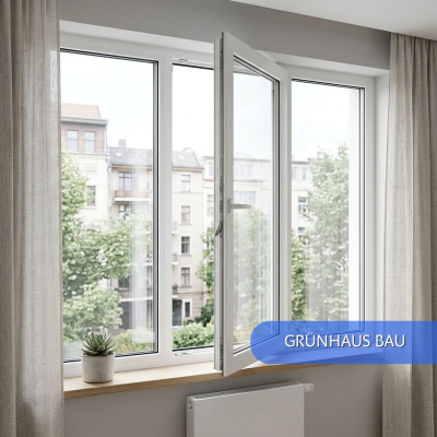 Окна ПВХ Grunhaus Bau, трёхстворчатые 1750х1400 мм (Центральная створка)