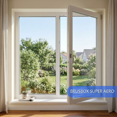 Окна ПВХ Brusbox Super Aero, двухстворчатые 1300*1400
