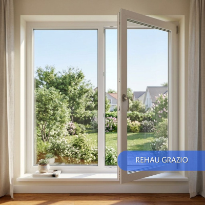 Окна ПВХ Rehau Grazio, двухстворчатые 1300*1400